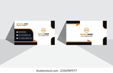 Simple corporate business card design. Flat business card vector design. Double sided business card design. Clean advertising modern design.