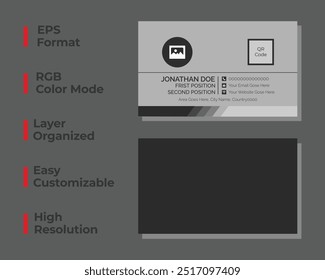 Simple corporate business card, minimal office card, corporate identity card