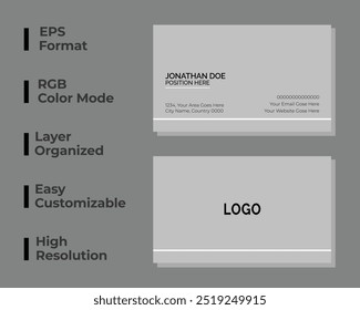 Simple corporate business card, minimal business card, personal identity card, office card, layout, set