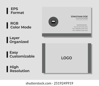 Simple corporate business card, minimal business card, personal identity card, office card, layout, set