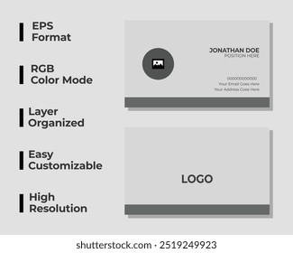 Simple corporate business card, minimal business card, personal identity card, office card, layout, set