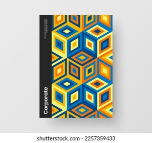 Simple corporate cover A4 design vector illustration. Clean geometric pattern presentation template.