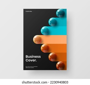 Simple corporate cover vector design illustration. Vivid 3D spheres front page template.