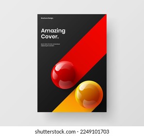 Simple corporate cover vector design template. Vivid 3D spheres booklet layout.