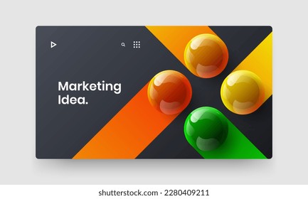 Concepto simple de vector de portada corporativa. Diseño del sitio web de esferas realistas y originales.