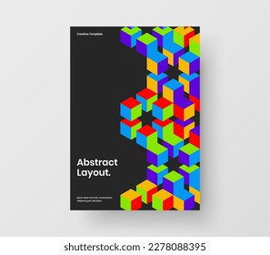 Simple corporate identity A4 design vector template. Original geometric tiles placard concept.
