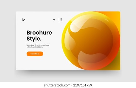Simple corporate identity vector design illustration. Bright 3D spheres website screen layout.