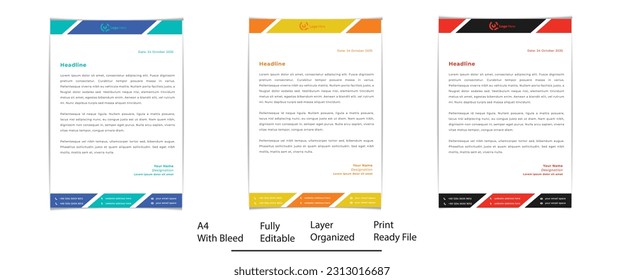  Simple corporate letterhead design tamolate