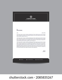 simple corporate letterhead template , black color letterhead, creative modern letterhead design 