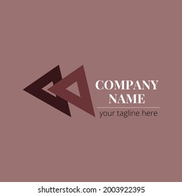diseño sencillo de logotipo corporativo con elementos triangulares.