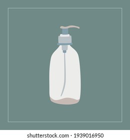 Simple cosmetic bottle with pomp. Cream, foam, mousse, shampoo, gel. Natural organic cosmetics. Skin and body care.