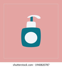 Simple cosmetic bottle with pomp. Cream, foam, mousse, shampoo, gel. Natural organic cosmetics. Skin and body care.