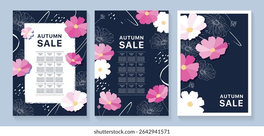 Simple cosmos illustration flyer template set