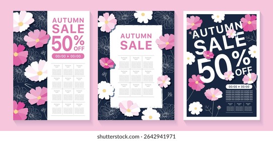Simple cosmos illustration flyer template set