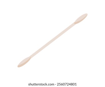 Simple cotton stick for hygiene and cosmetic use. Flat cartoon design of ear cleaning tool. Concept of beauty, care, and body hygiene, suitable for personal care skincare applications.