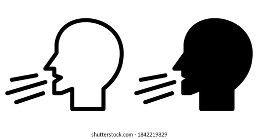 Simple Cough Design in Outline and Glyph Icon