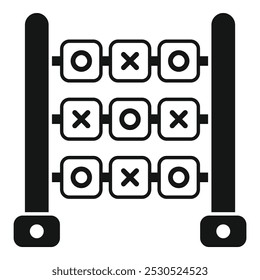 Simple counting frame with noughts and crosses for teaching numbers to kids, developing early math skills