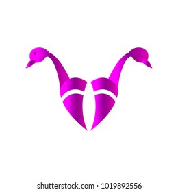 Simple couple duck in love vector logo