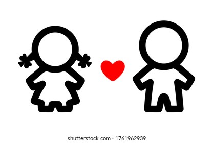 Einfaches Paar Symbol im trendigen, flachen Stil einzeln auf weißem Hintergrund. Schwarz und Leute Silhouette. Personensymbol für Webdesign, Logo, App, UI, Kleiderraum oder Waschraum, WC (öffentliche Toilette). 