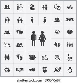 Un par de iconos sencillos. Iconos de pareja universal para usar en la interfaz de usuario web y móvil, conjunto de elementos de pareja básicos 