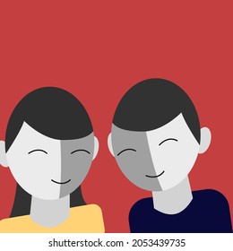 Simple couple illustration couple talks each other