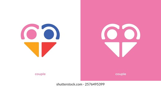 Simple Couple Logo. People and Love Graphic Icons. People Love Logo Design Template.