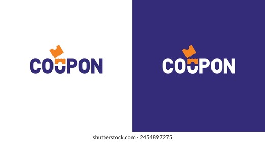 Simple Coupon Wordmark Logo. Text Coupon with Abstract Letter U as Ticket Paper. Ticket Logo Icon Symbol Vector Design Inspiration.