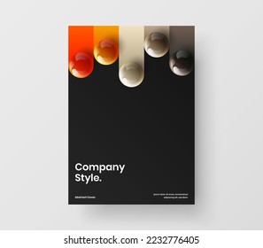 Simple cover A4 design vector template. Clean 3D balls booklet concept.