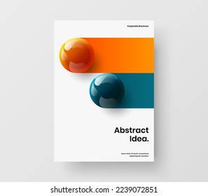 Simple cover A4 vector design illustration. Premium 3D balls handbill concept.