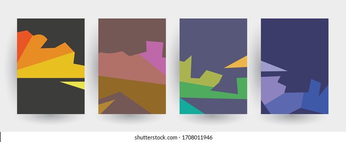 Simple cover templates. Geometric  patterns with edges, angles. Abstract backgrounds for catalogues, business magazine. Annual report covers.