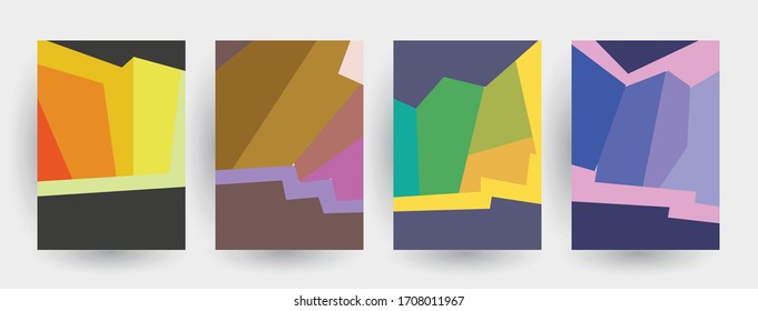 Simple cover templates. Geometric  patterns with edges, angles. Abstract backgrounds for catalogues, business magazine. Annual report covers.