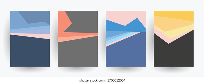 Simple cover templates. Geometric  patterns with edges, angles. Abstract backgrounds for catalogues, business magazine. Annual report covers.