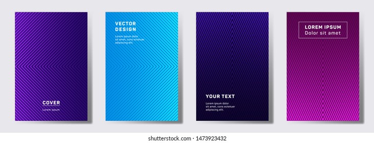 Simple cover templates set. Geometric lines patterns with edges, angles. Modern backgrounds for catalogues, business magazine. Lines texture, header title elements. Annual report covers.