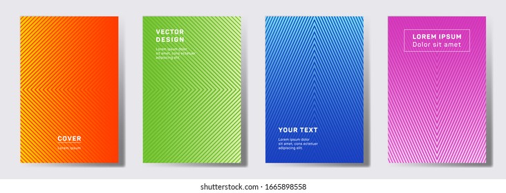 Einfache Cover-Vorlagen-Set. Geometrische Linien Muster mit Kanten, Winkel. Abstrakte Hintergründe für Notebooks, Briefpapier-Titelseiten. Linien Textur, Titeltitel Elemente. Seitenvorlagen abdecken.
