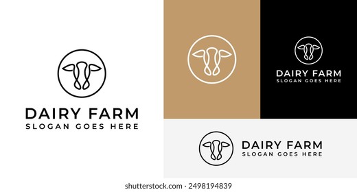 Plantilla de marca de diseño de logotipo de granja de leche de vaca simple