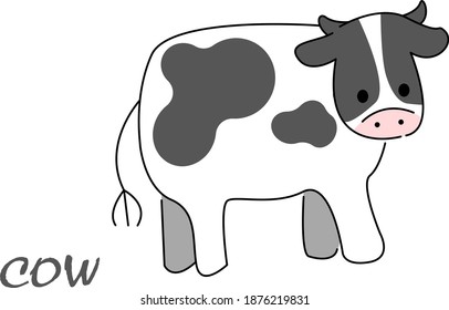 Simple cow deformed illustration material