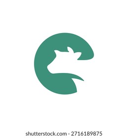 Logotipo simple del Vector de la granja de la vaca 