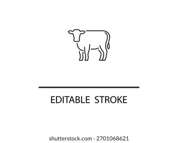 Simple cow icon for website or print, adaptable line style for creative projects, perfect for agriculture business or dairy farm branding, modern minimalistic.