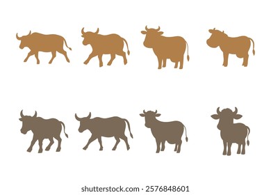 Simple Cow Illustration Design Set