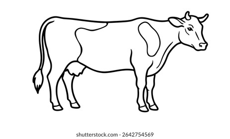 Simple Cow Outline For Dairy Packaging.
