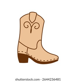 Simple cowboy boot with dark swirl horn pattern design