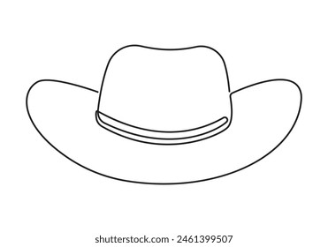  Simple cowboy hat line art vector illustration.Continuous one line drawing of cowboy hat.