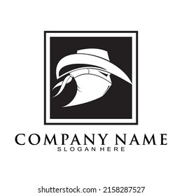 Simple cowboy head icon logo