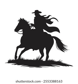 simple cowboy silhouette vector icon design with  white background