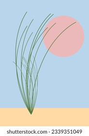Simple cozy, calm art design. Pastel colors, simple shapes and lines. Set of flat vector illustrations. Poster, cover, print, wallpaper or banner. Art design and vectorized illustration.