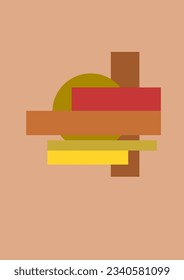 Diseño de arte sencillo, acogedor y tranquilo. Colores cálidos, formas geométricas simples. Conjunto de ilustraciones vectoriales planas. Afiche, portada, impreso, papel pintado o pancarta. Diseño artístico e ilustración vectorizada.