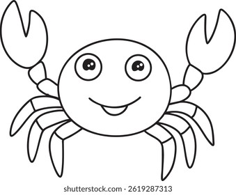 Simple crab cartoon outline drawing