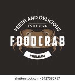 Simple crab logo design vector retro vintage seafood restaurant sea crab farming template
