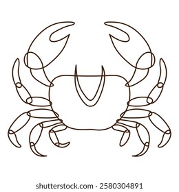 simple crab outline, perfect for coloring pages, seafood-themed designs, or educational materials about marine life.