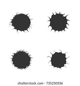 Simple crack set on white background. Vector illustration